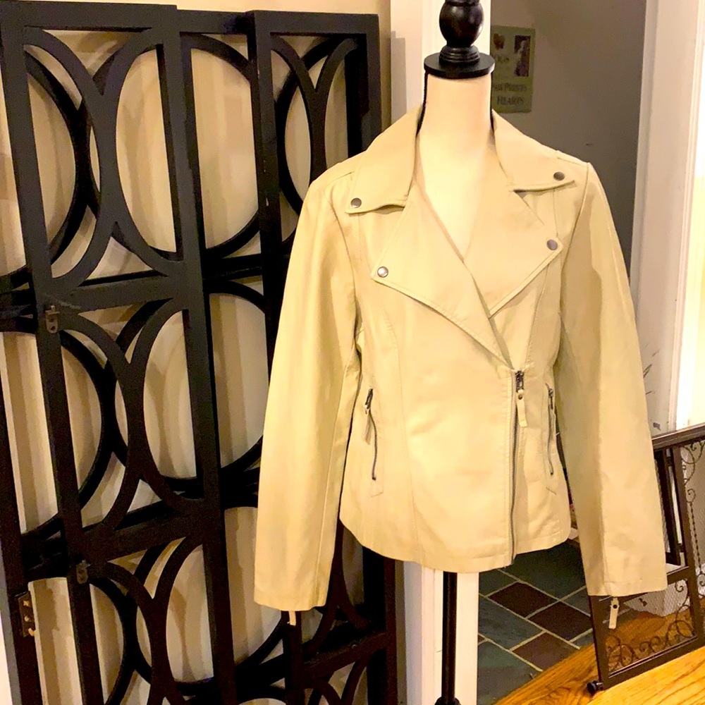 Maxx Studio- NWT, Large Bone Vegan Leather Moto
